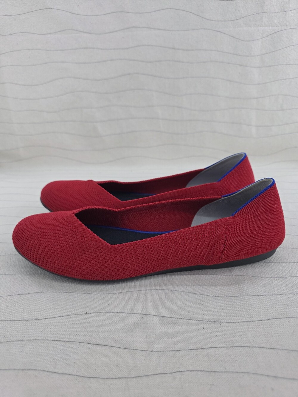 Rothys Womens The Flat Red Knit Washable Slip On Ballet Flats Shoes Size 10.5 - Picture 2 of 14